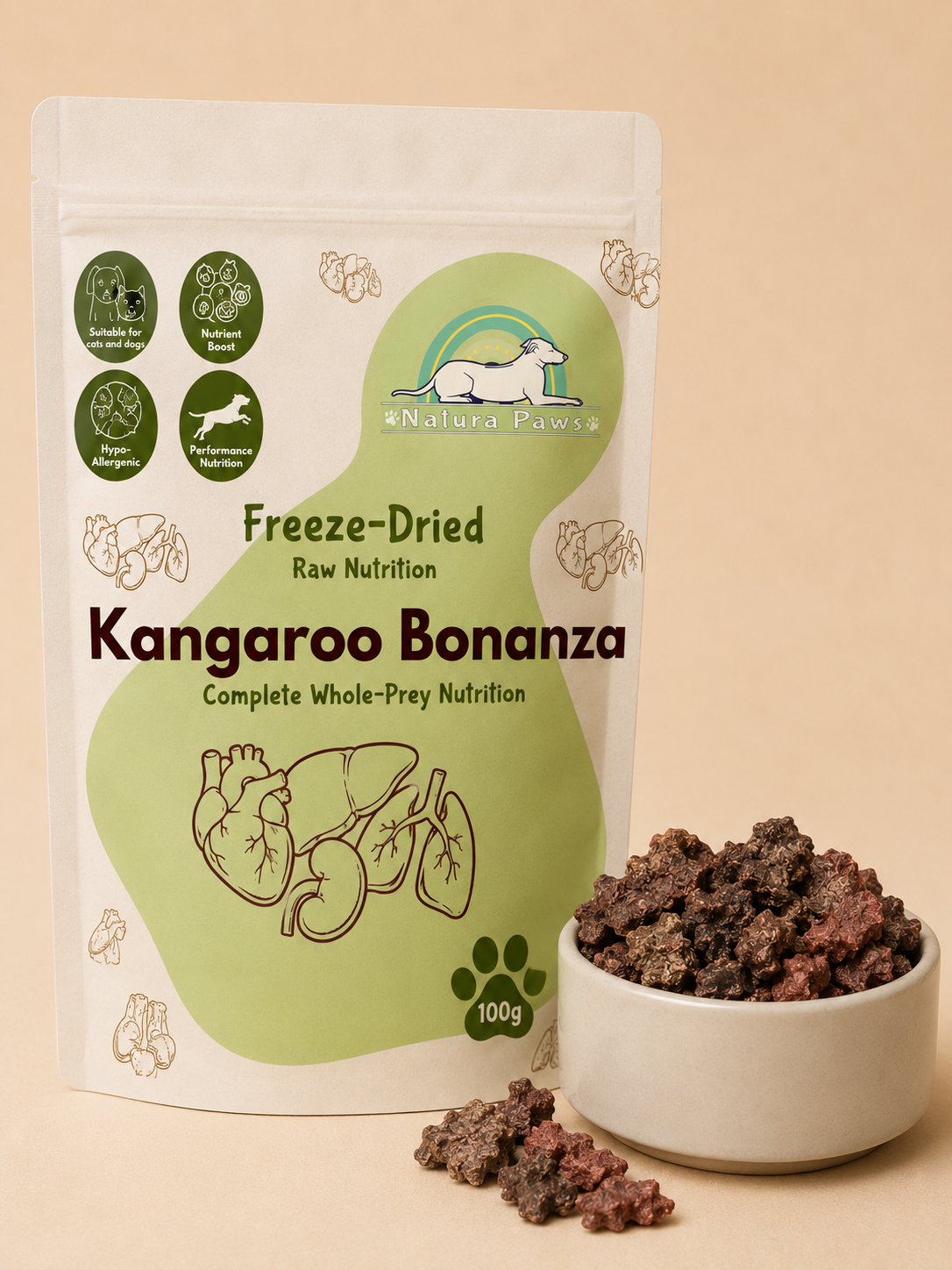 Freeze Dried Kangaroo Bonanza – 100g