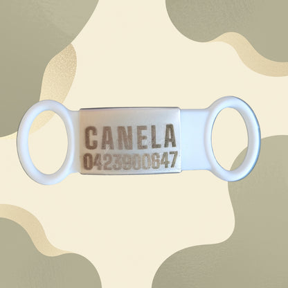 Custom Stainless Steel Pet Name Tags with Silicone Attachment- Fits Any Collar
