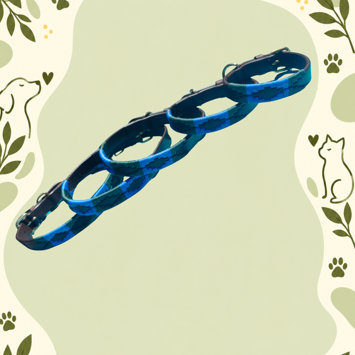 Pampa Azul – Handwoven Gaucho Buffalo Leather Dog Collar