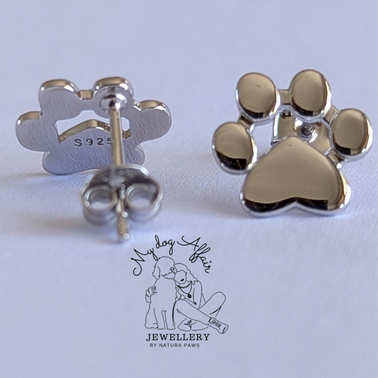 Platinum Paws – Sterling Silver Paw Print Earrings