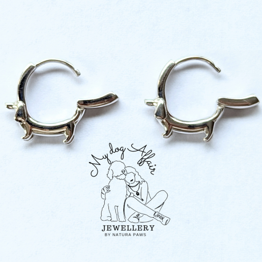 Long Dog Earrings – Sterling Silver Dachshund Hoops