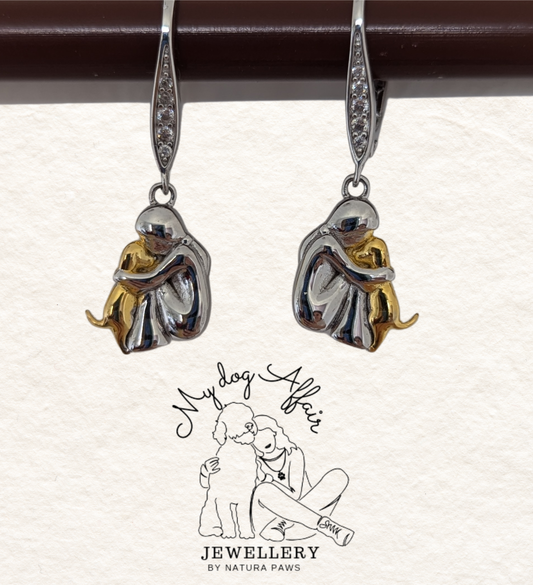 Hug Me Close – Drop Earrings in Rhodium & Gold Plate with Zircon Detail