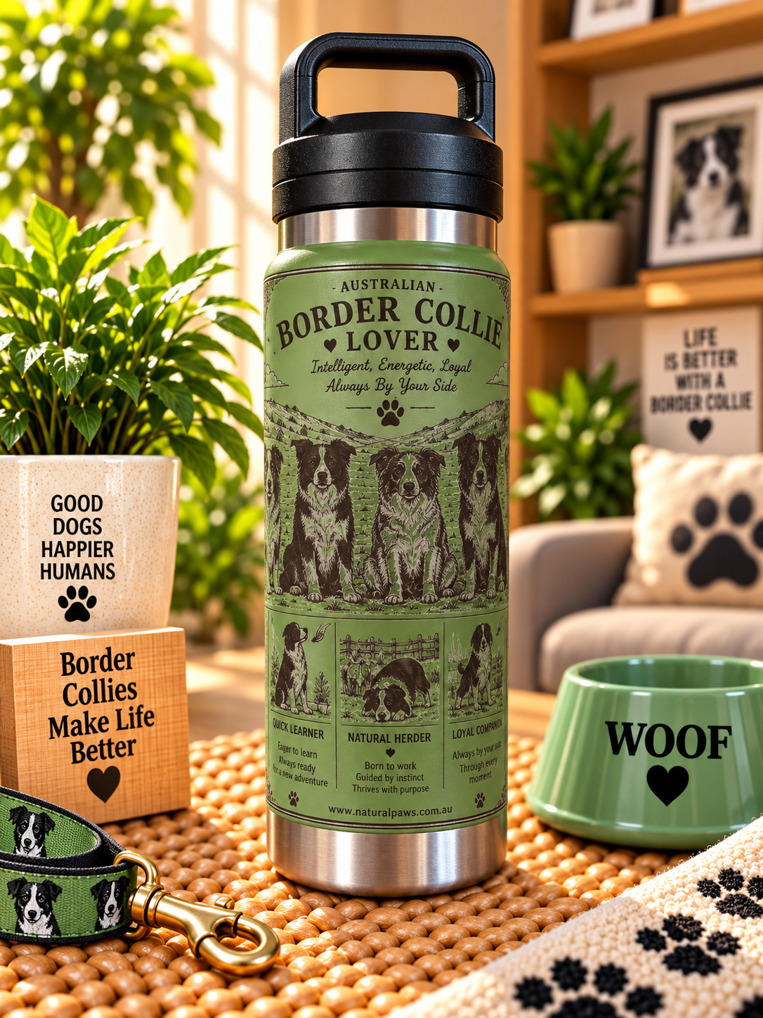 Border Collie Lovers Water Bottle 800ml