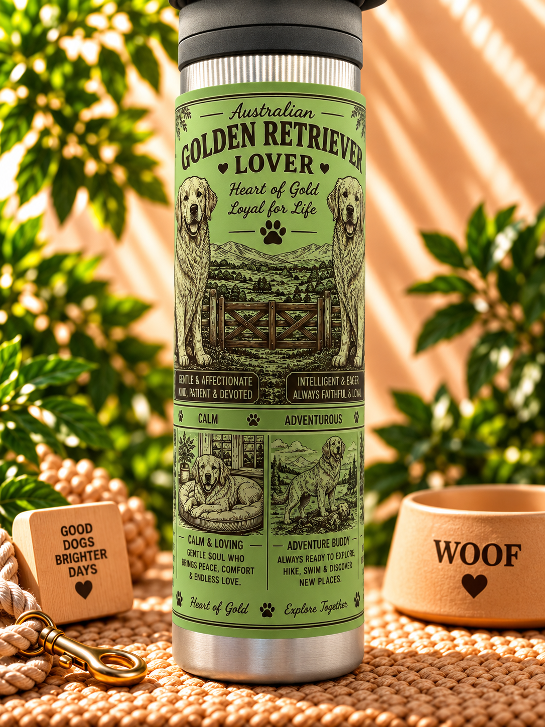 Golden Retriver Lovers Water Bottle 600ml